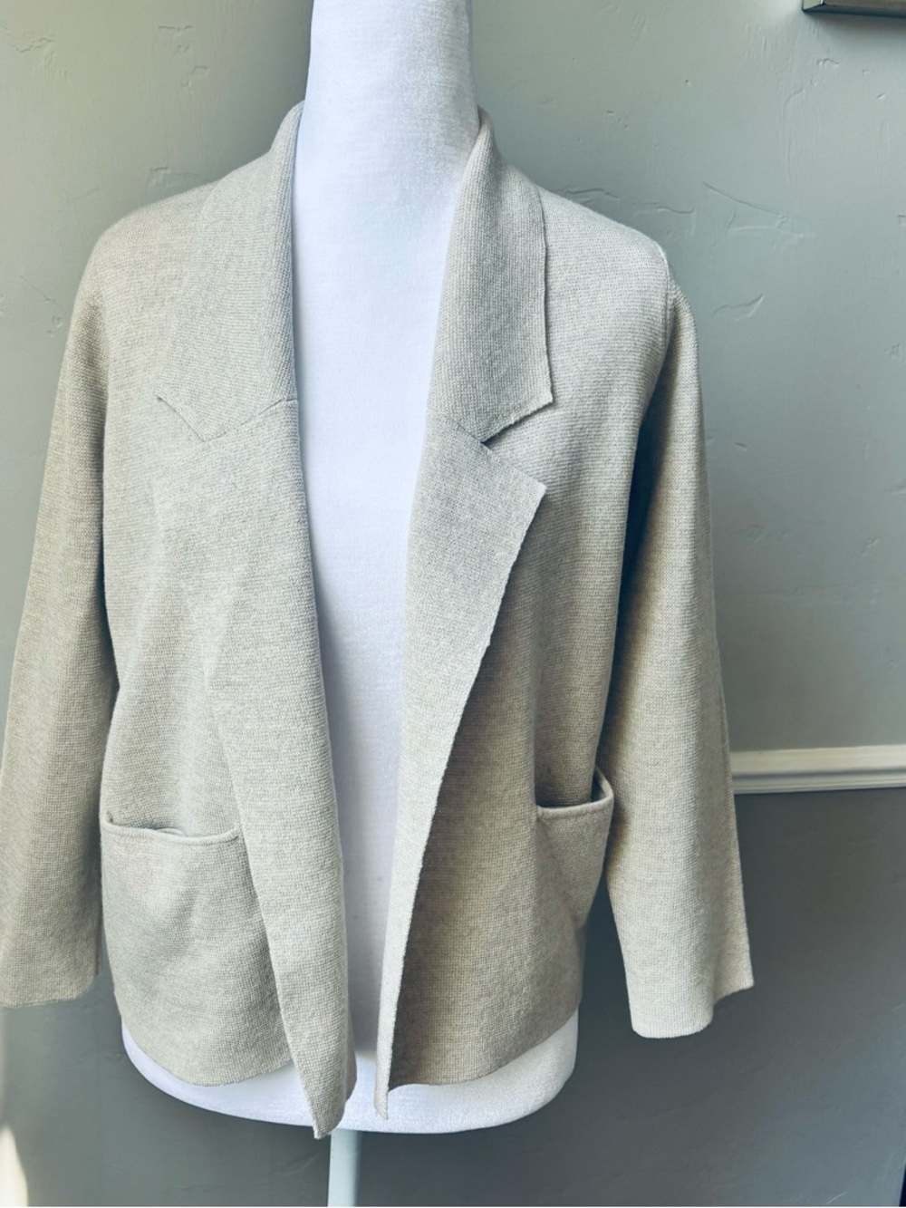 Eileen Fisher Light Beige Open-Front Knit Blazer
